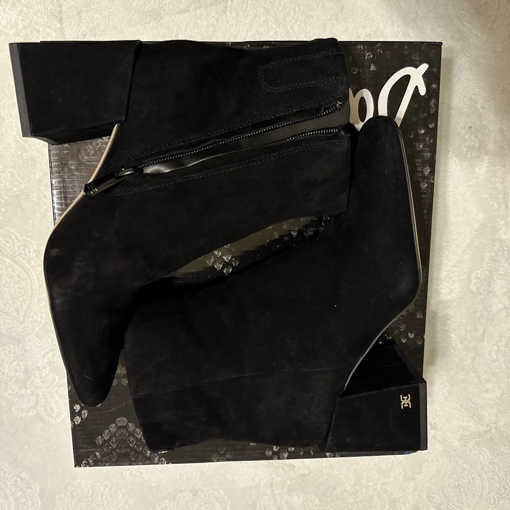 Sam Edelman Black Suede Heeled Boots